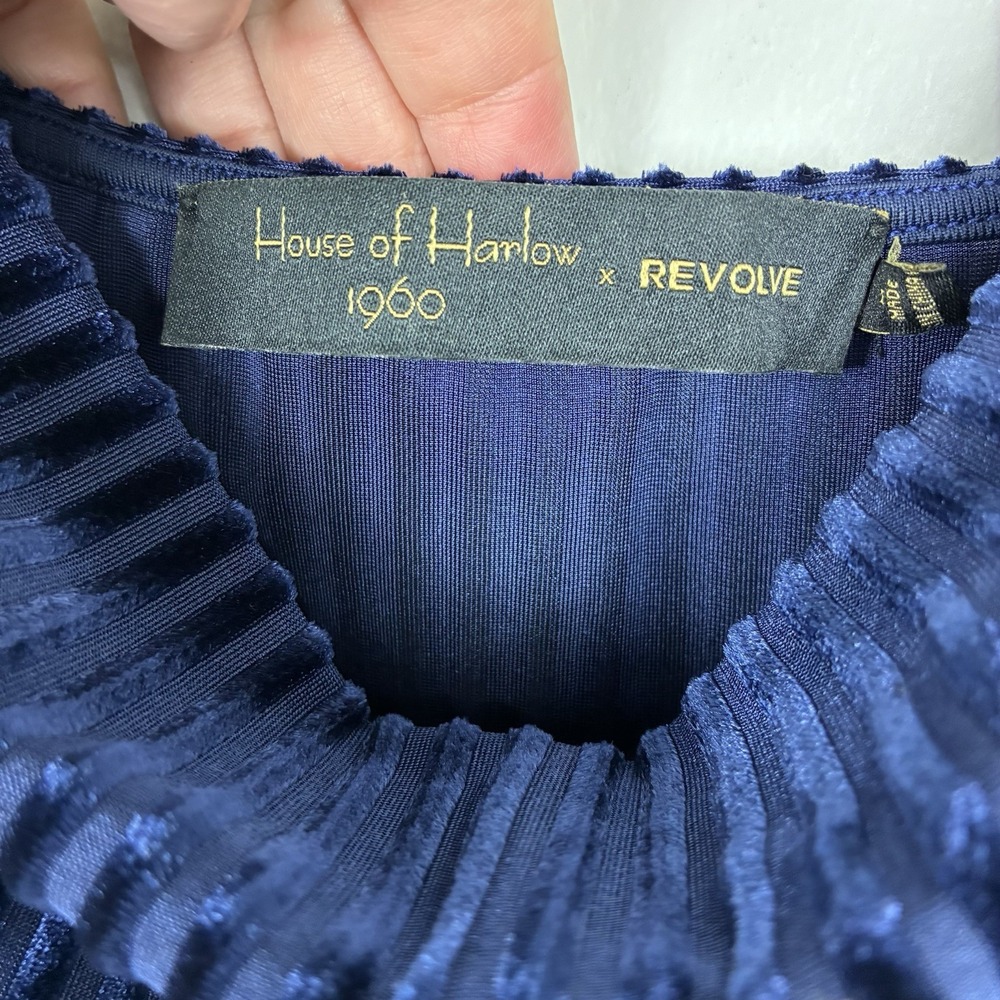 House Of Harlow 1960 X Revolve Slip Dress Navy Blue Ribbed Sexy Party Formal M - Picture 7 of 11